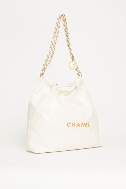 White Chanel 22 Preowned Leather Tote