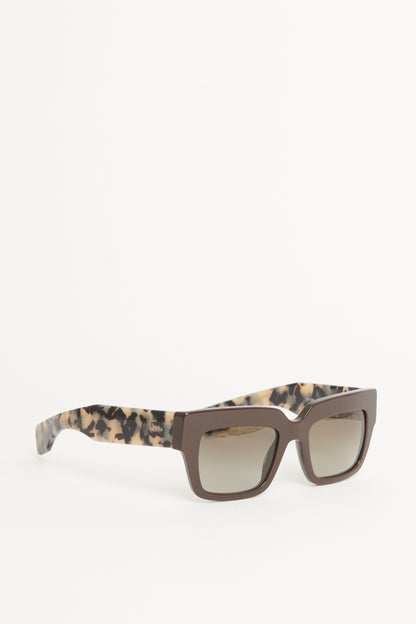 Brown Acetate Rectangle Preowned Sunglasses