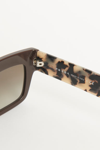 Brown Acetate Rectangle Preowned Sunglasses