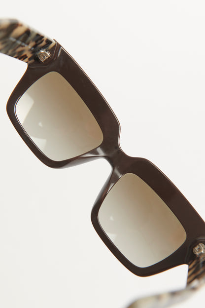 Brown Acetate Rectangle Preowned Sunglasses