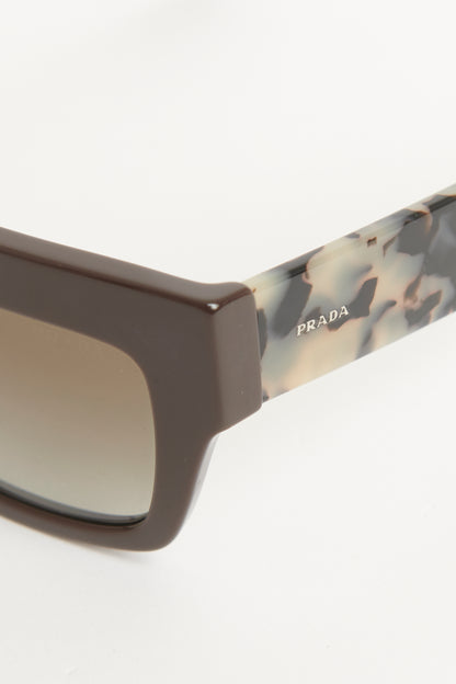 Brown Acetate Rectangle Preowned Sunglasses