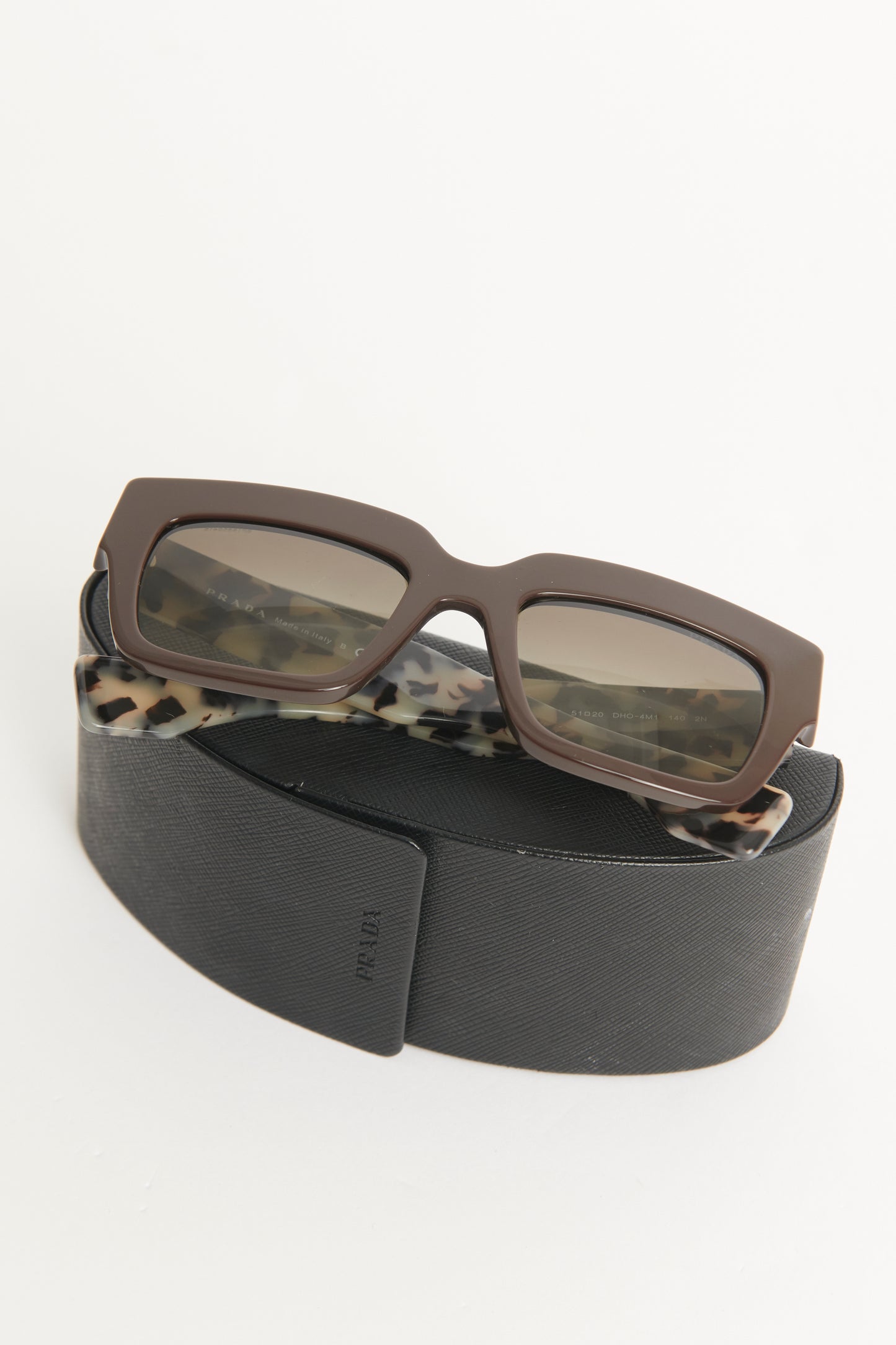 Brown Acetate Rectangle Preowned Sunglasses