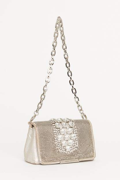 Crystal-Embellished Preowned Shoulder Bag