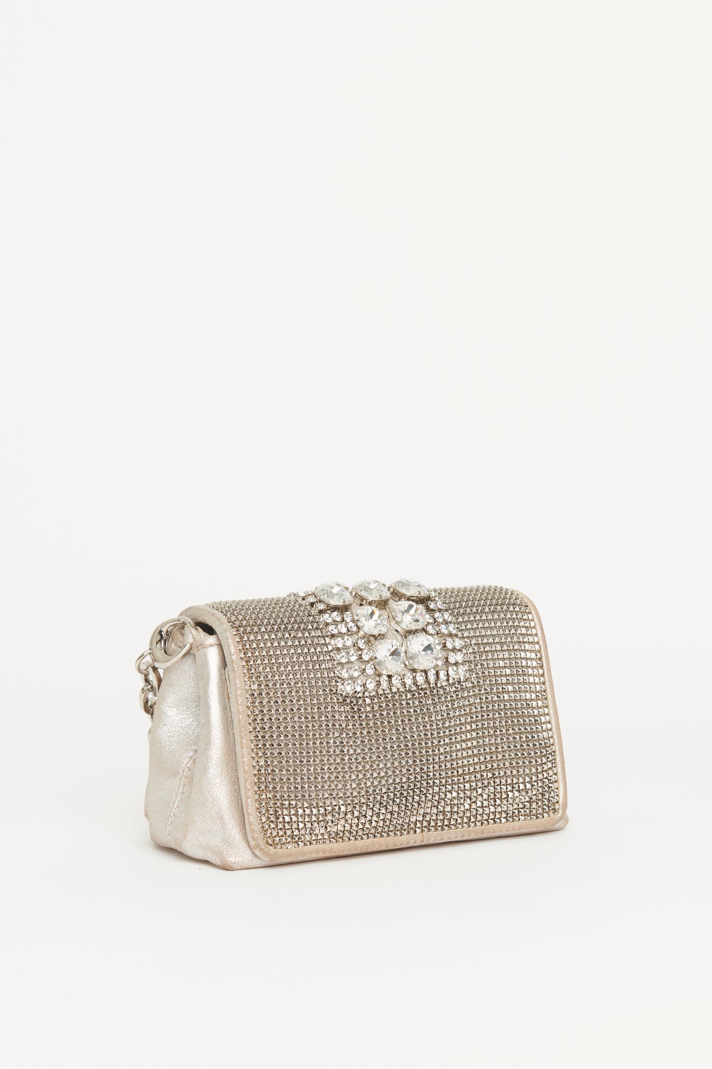 Crystal-Embellished Preowned Shoulder Bag