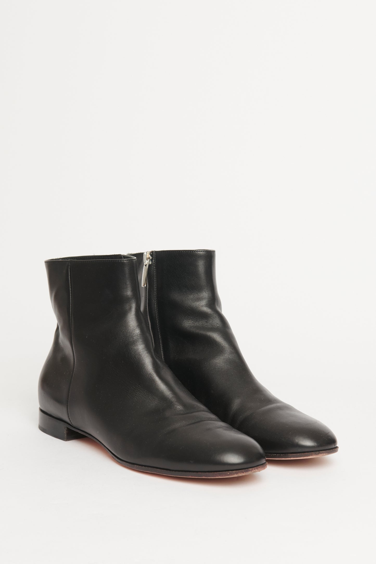 Ebony Leather Preowned Ankle Boots