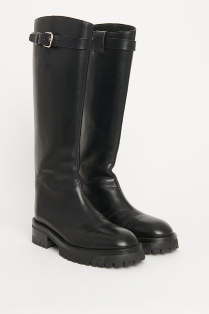 Black Leather Nes Knee-High Preowned Boots