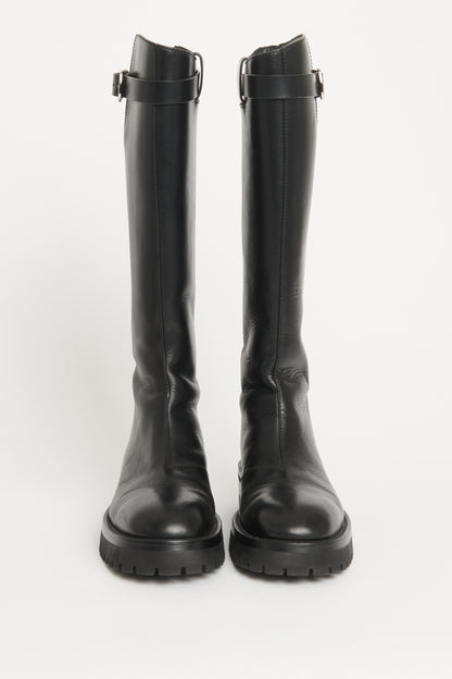 Black Leather Nes Knee-High Preowned Boots