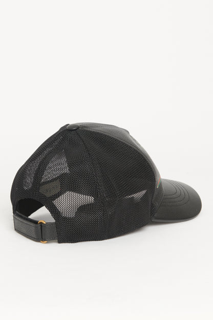 Black Leather Leather Logo Baseball Cap