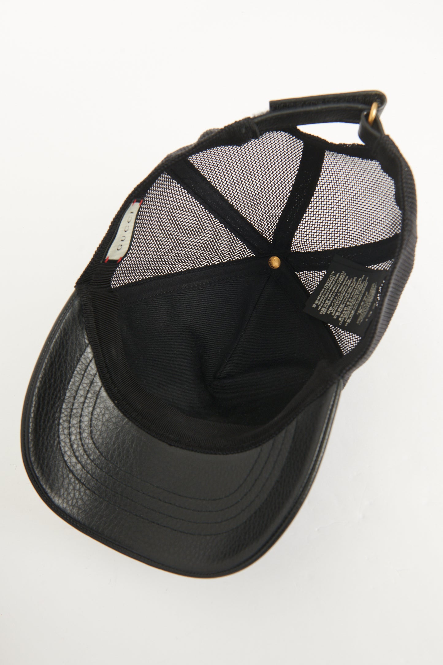 Black Leather Leather Logo Baseball Cap