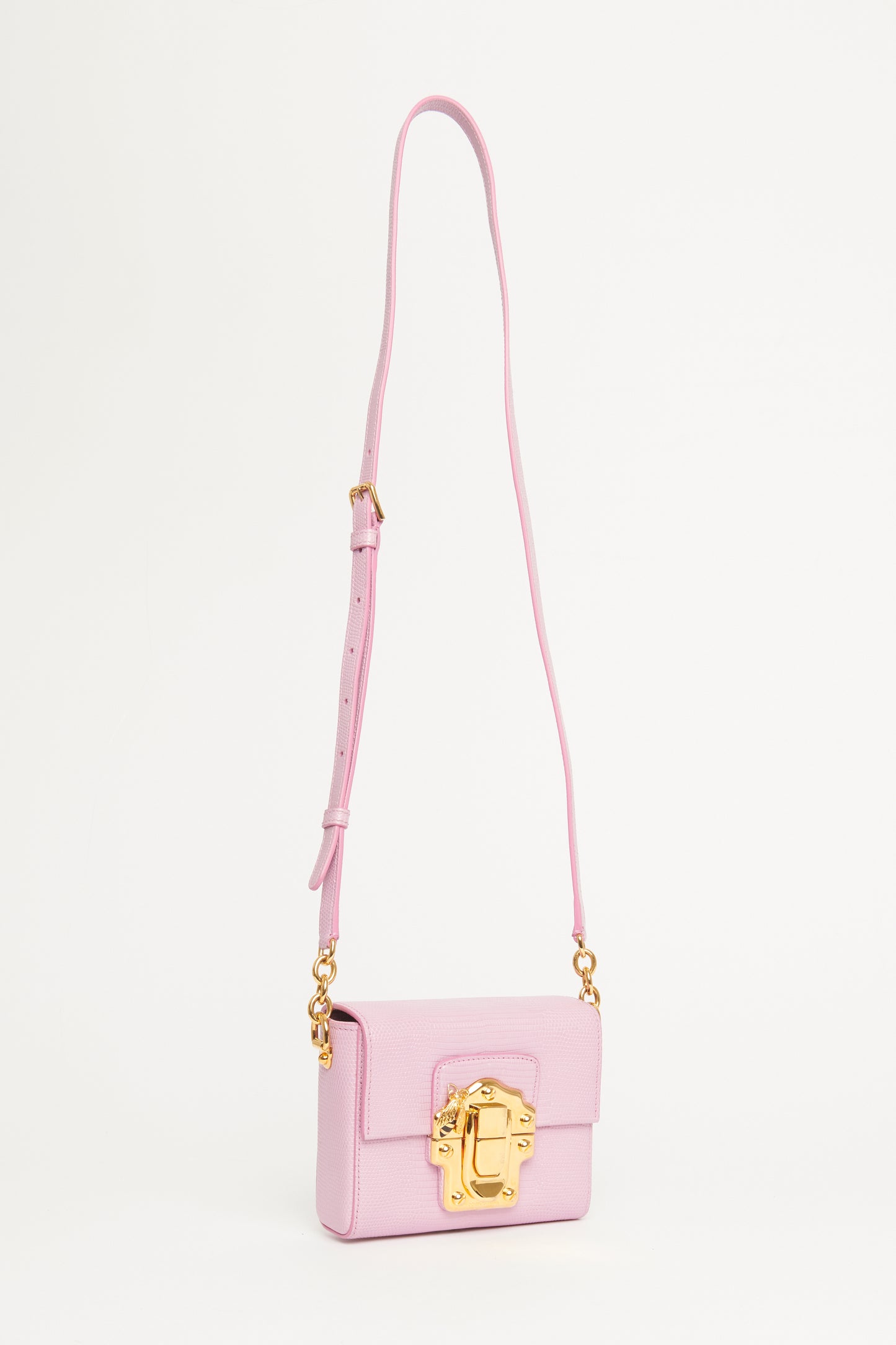 Lucia Pink Lizard Embossed Preowned Bag