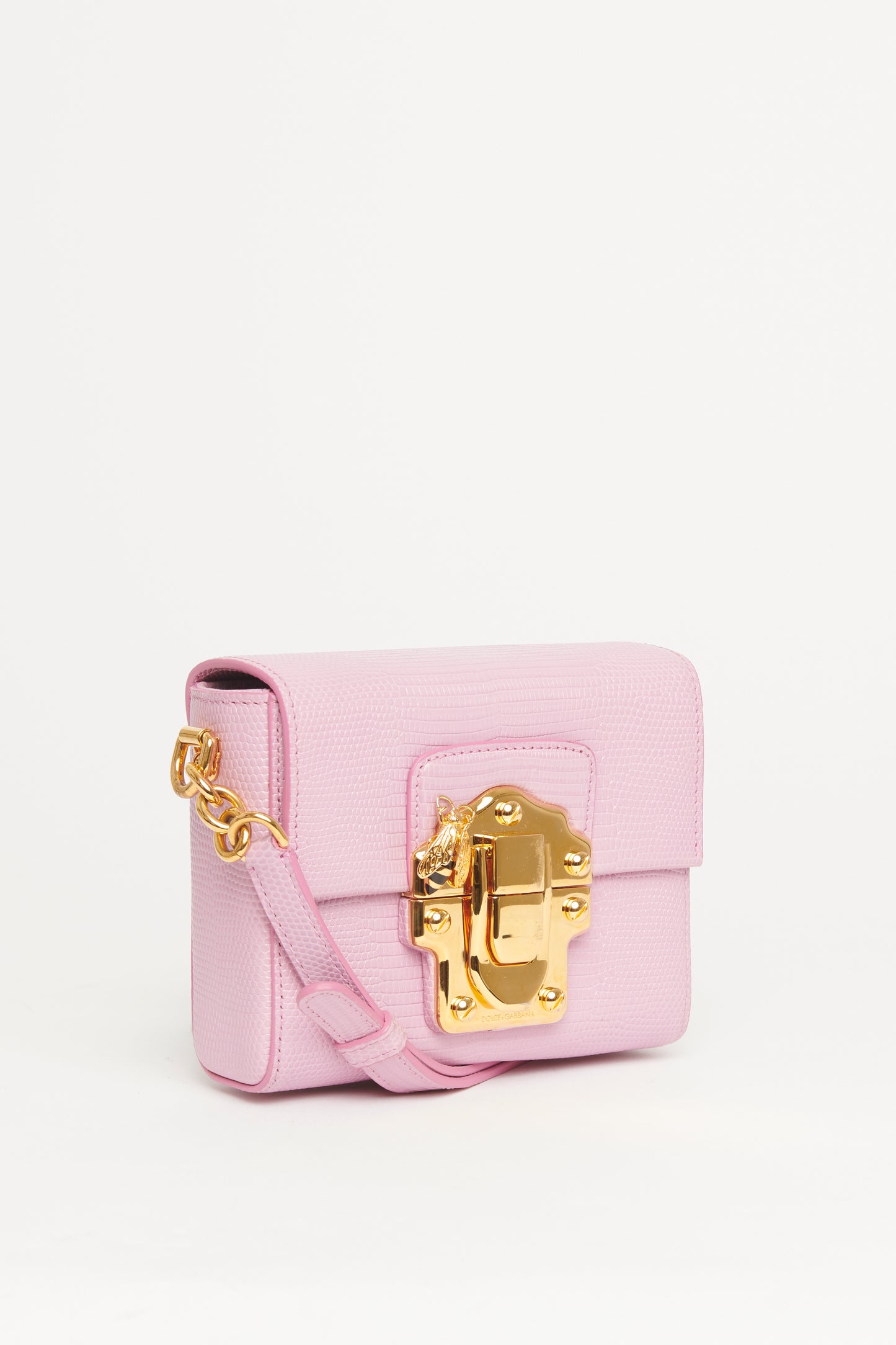 Lucia Pink Lizard Embossed Preowned Bag