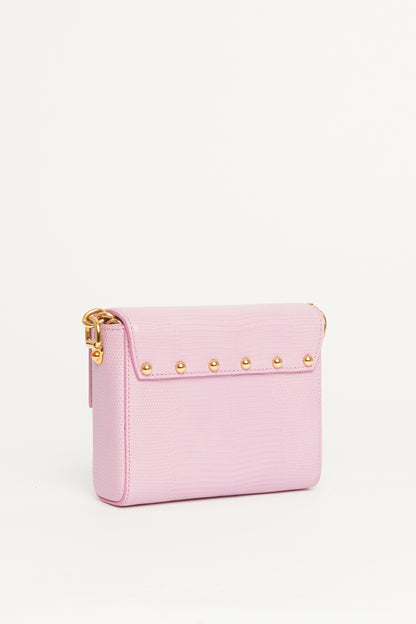 Lucia Pink Lizard Embossed Preowned Bag