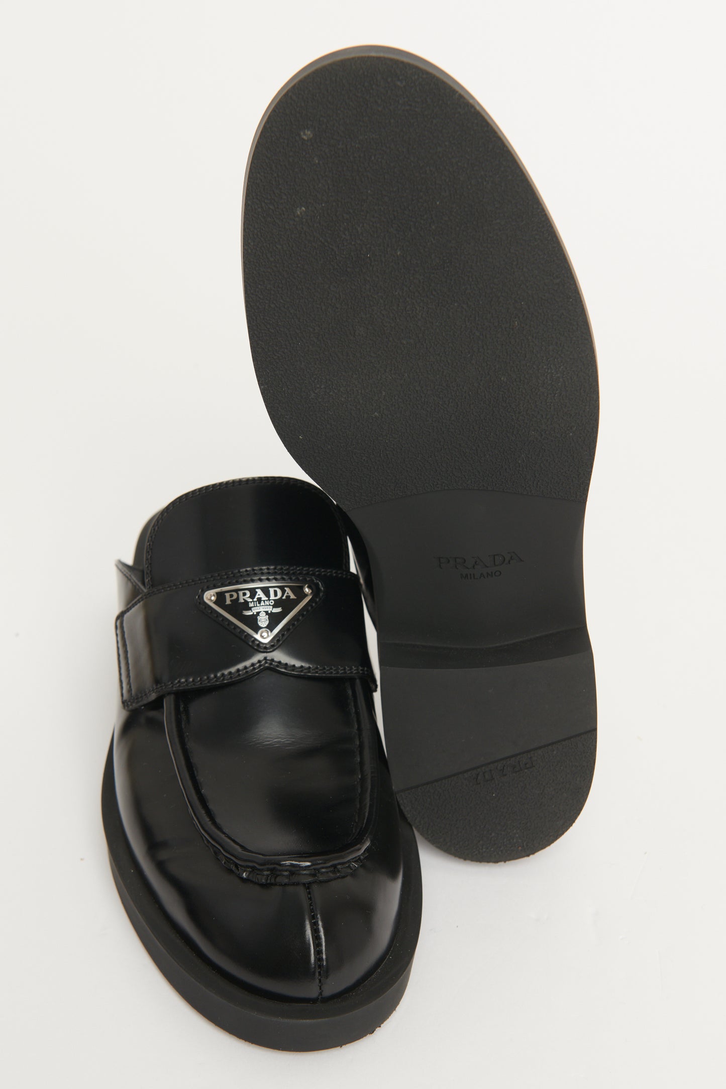 Black Leather Slide On Preowned Mules