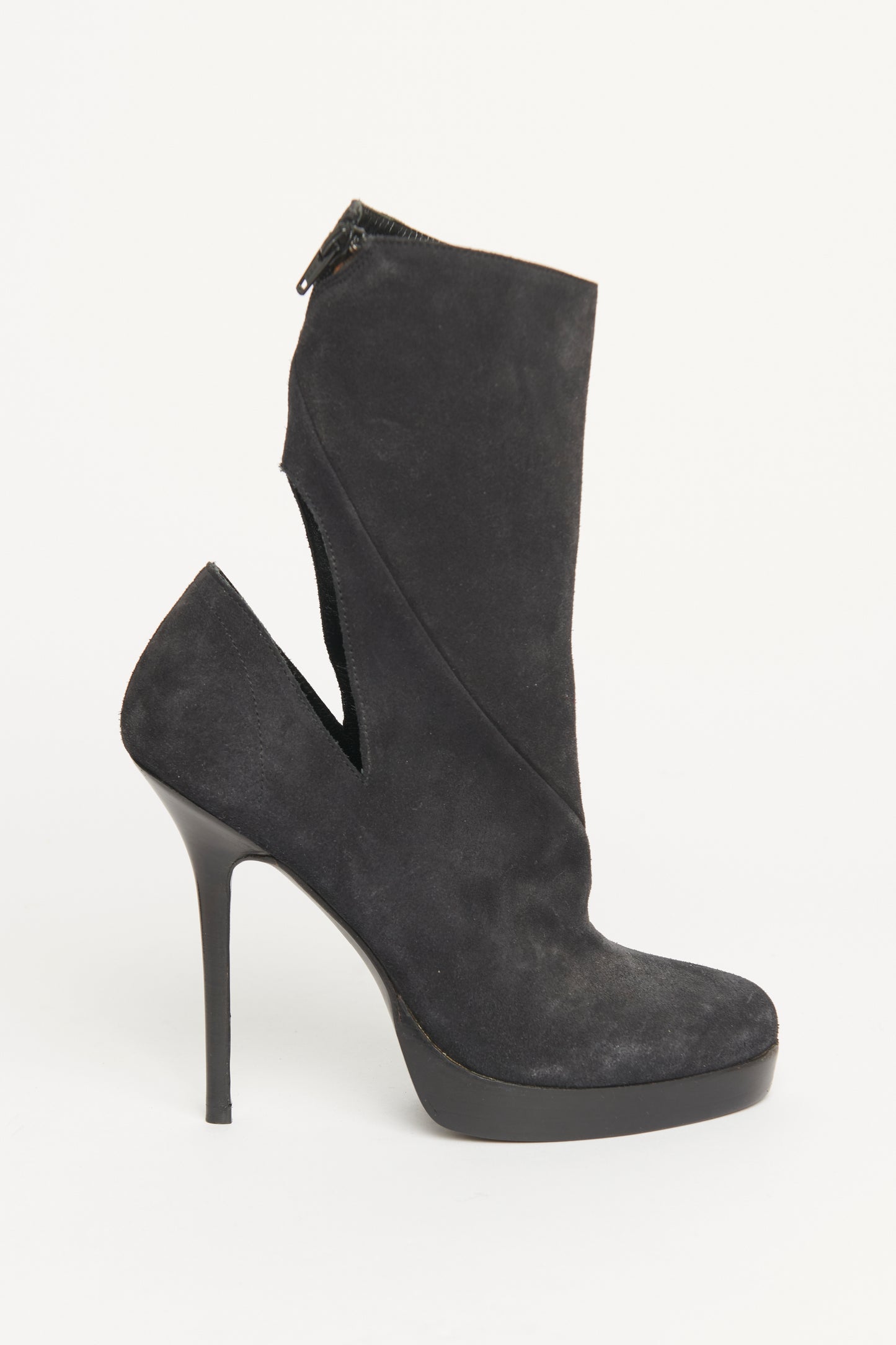 Cut Out Suede Platform Preowned Boots