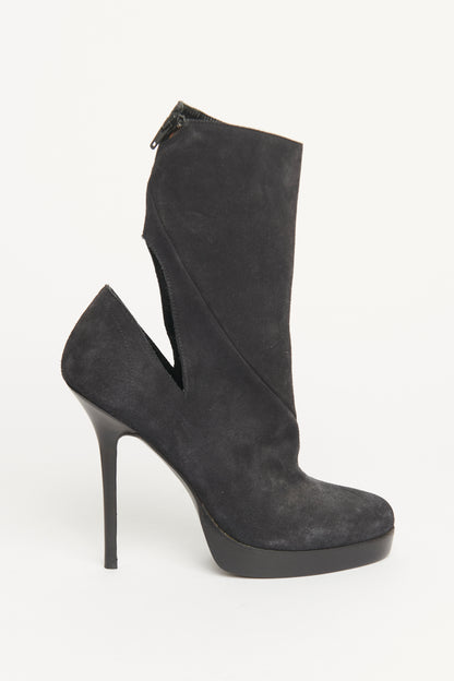 Cut Out Suede Platform Preowned Boots