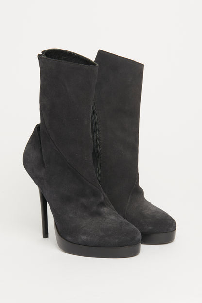 Cut Out Suede Platform Preowned Boots