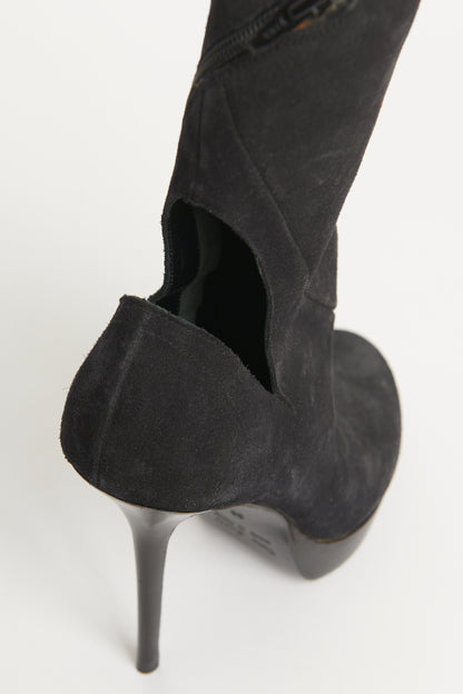 Cut Out Suede Platform Preowned Boots