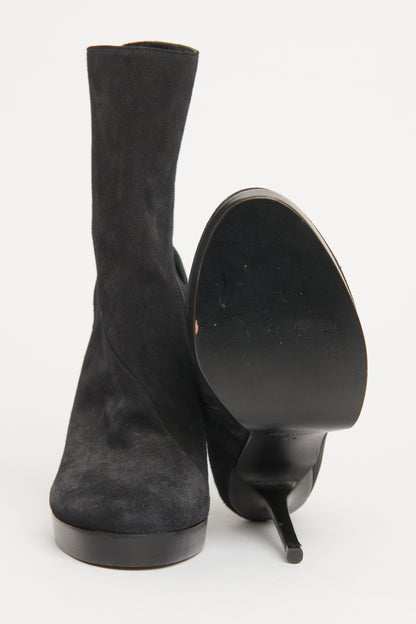 Cut Out Suede Platform Preowned Boots