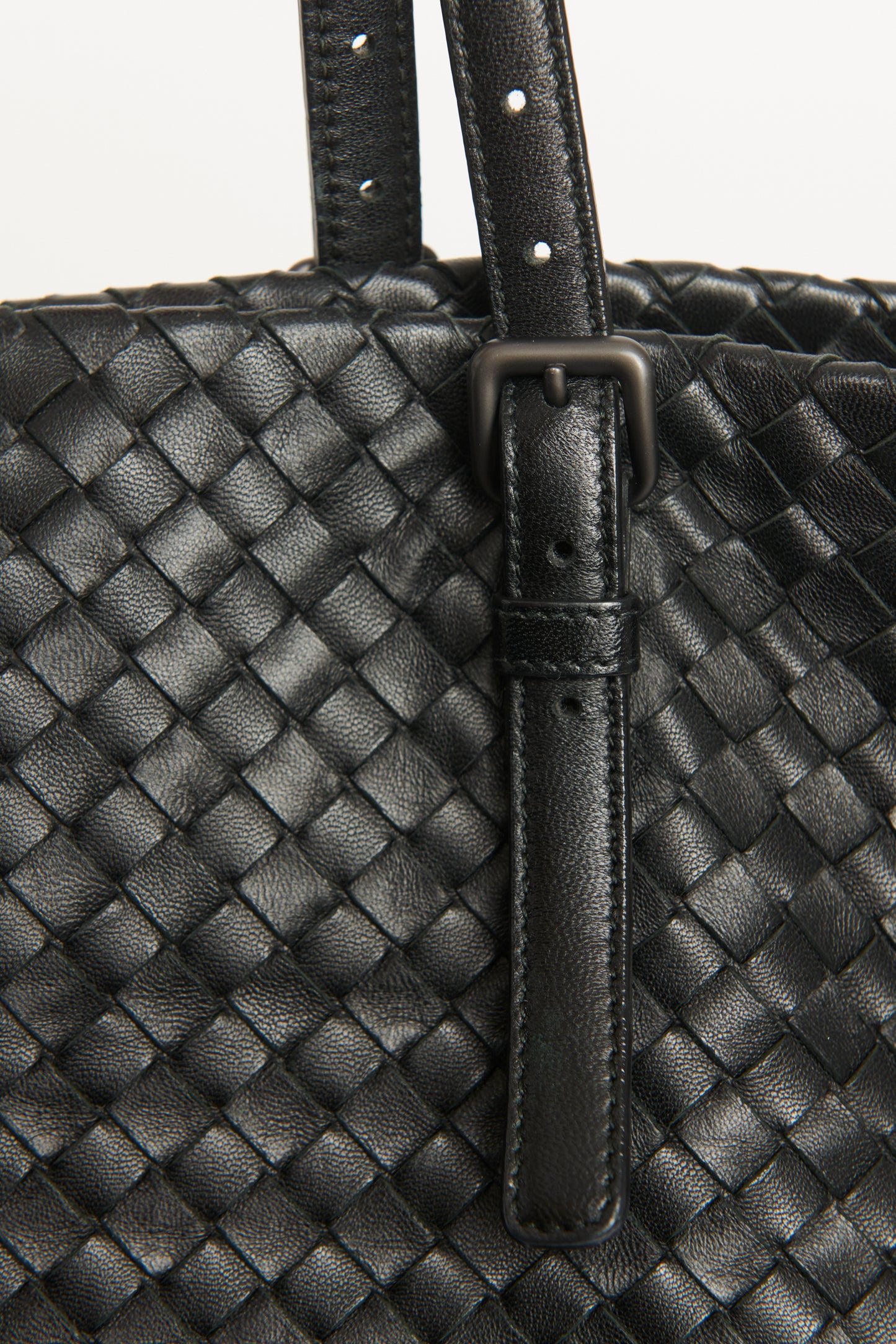 Black Intrecciato Woven Leather Preowned Tote