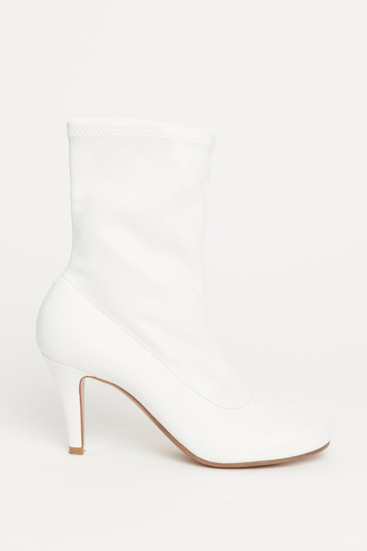 White Leather Preowned Ankle Boots