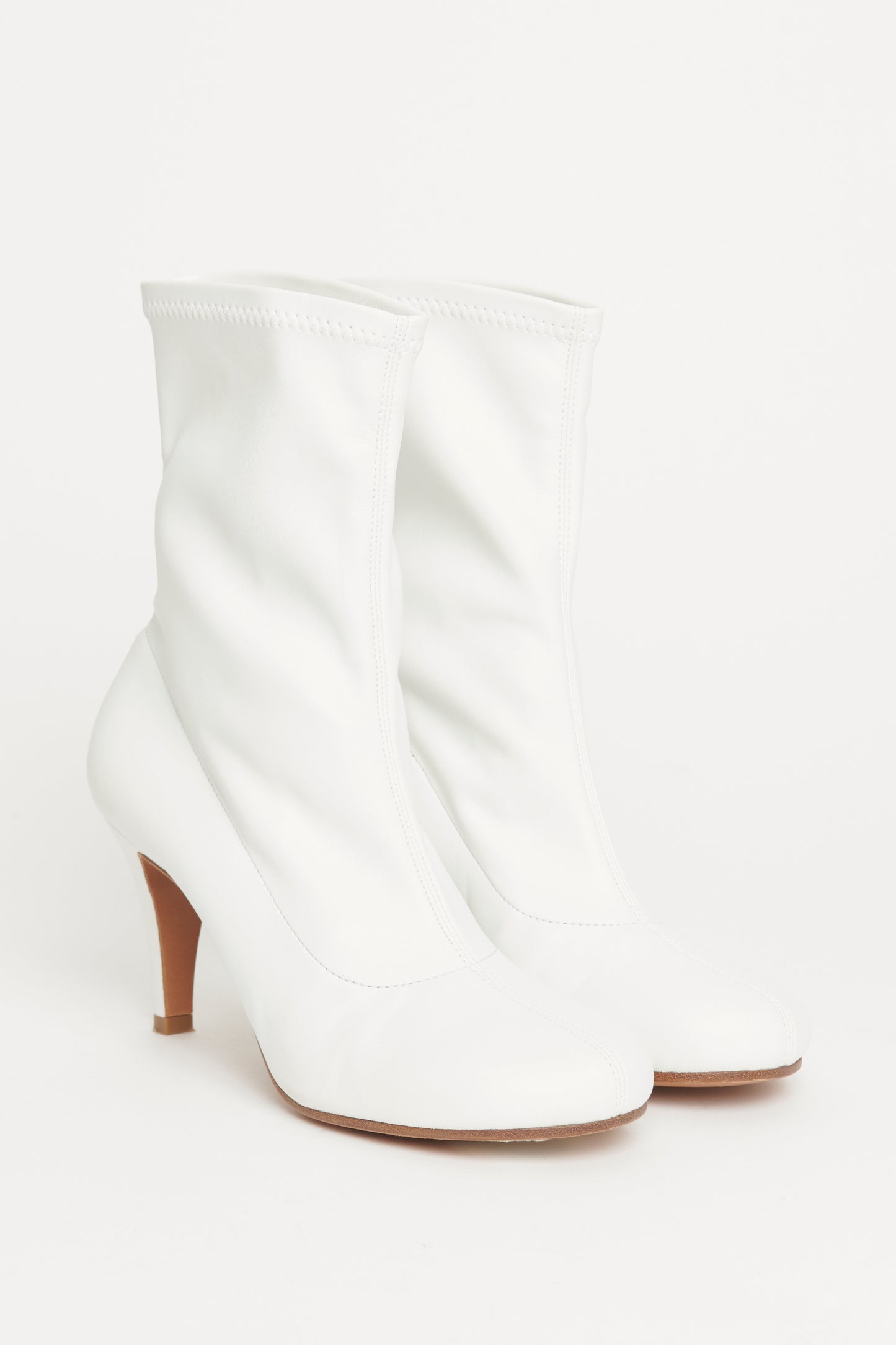 White Leather Preowned Ankle Boots