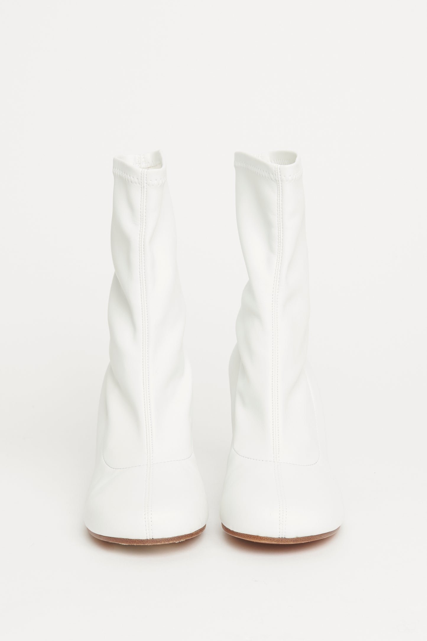 White Leather Preowned Ankle Boots