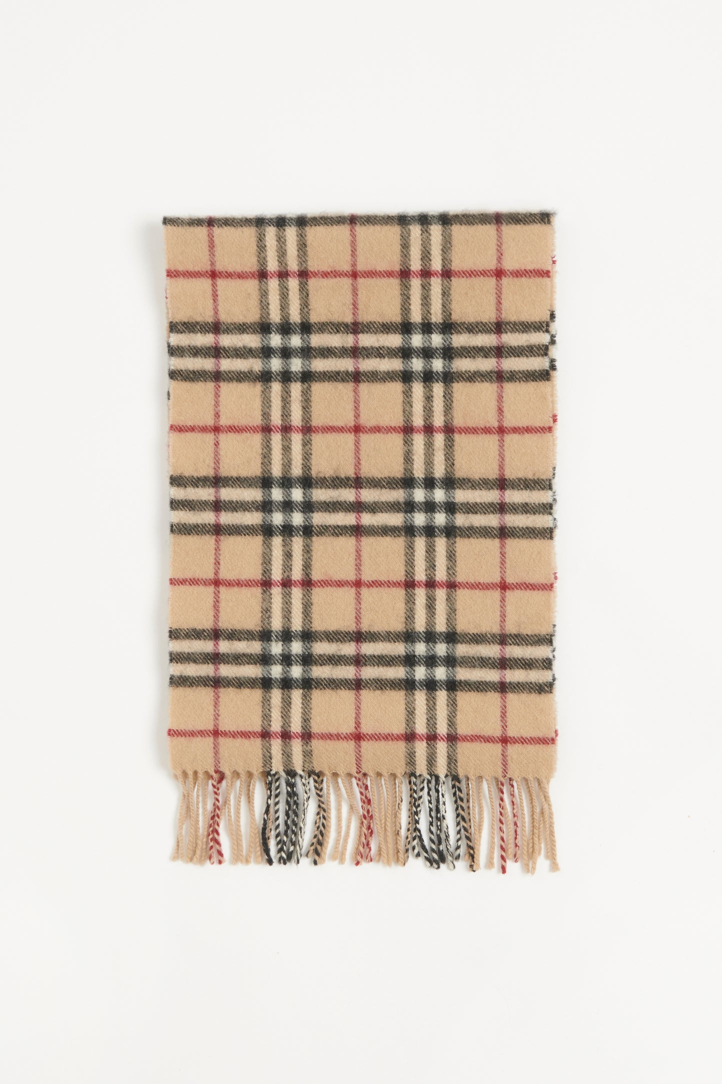 Beige Nova Check Preowned Lambswool Scarf