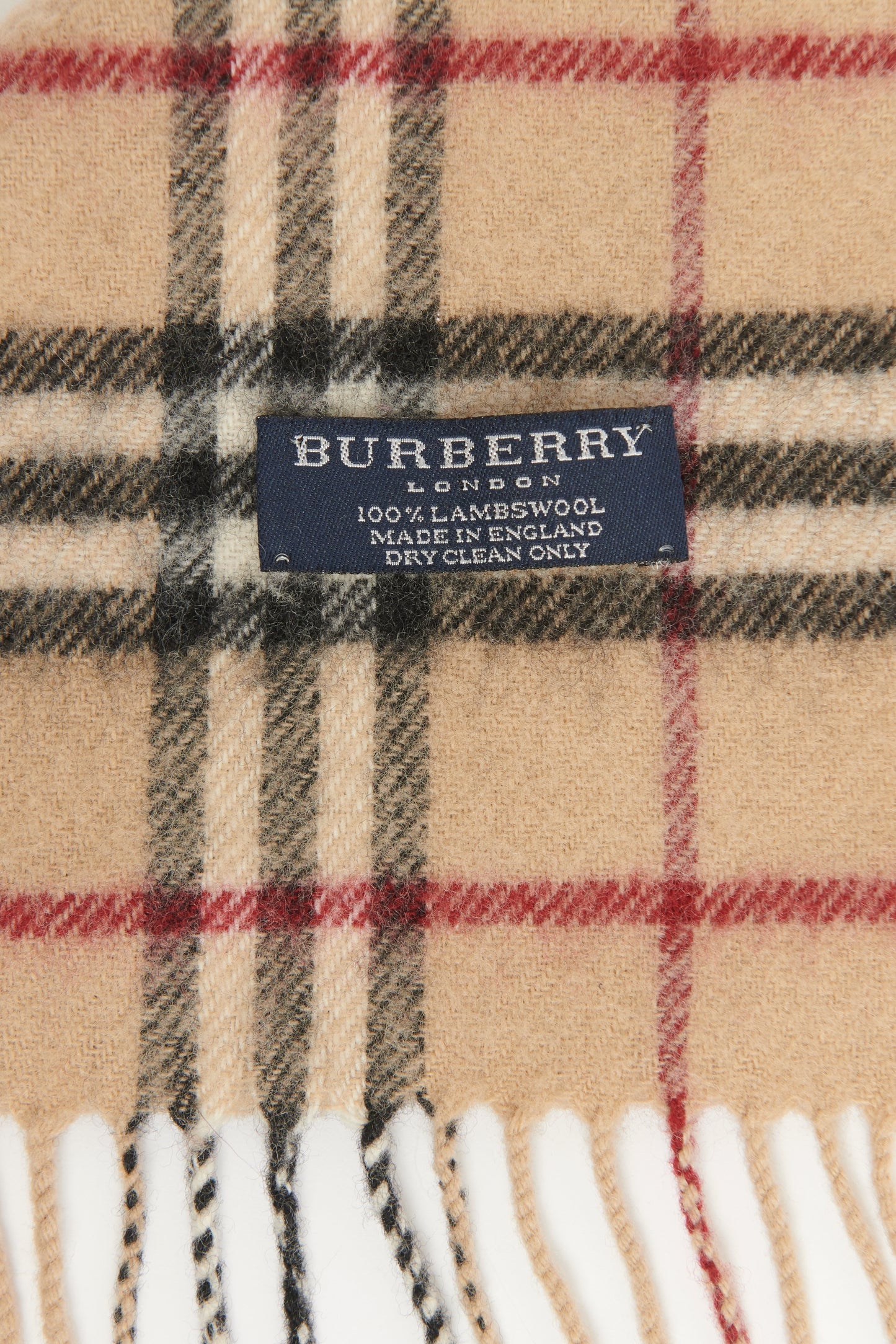 Beige Nova Check Preowned Lambswool Scarf