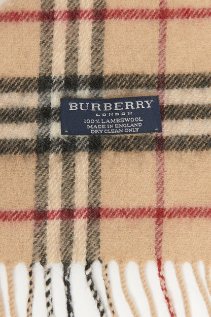 Beige Nova Check Preowned Lambswool Scarf