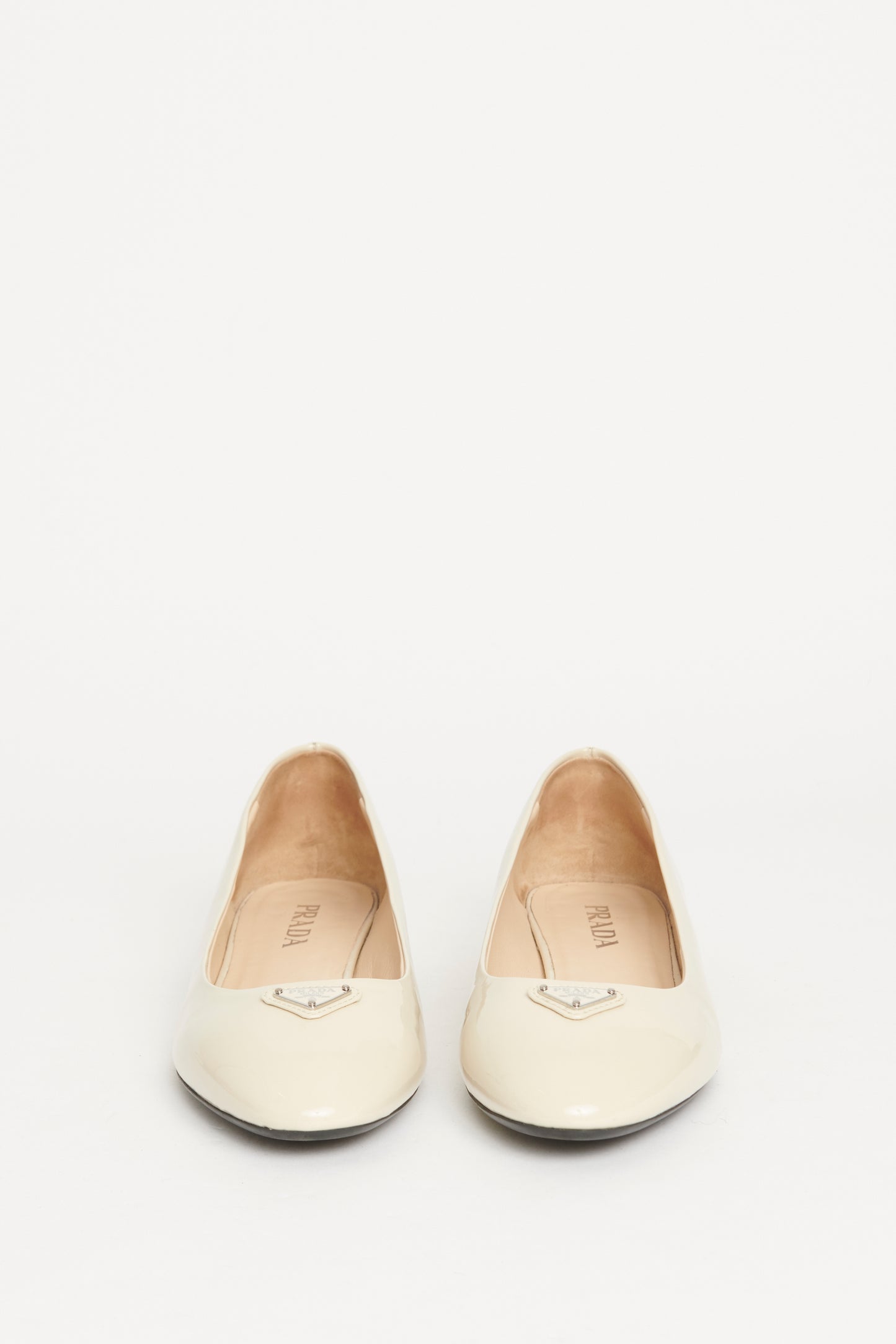 Cream Patent Leather Preowned Ballet Flats