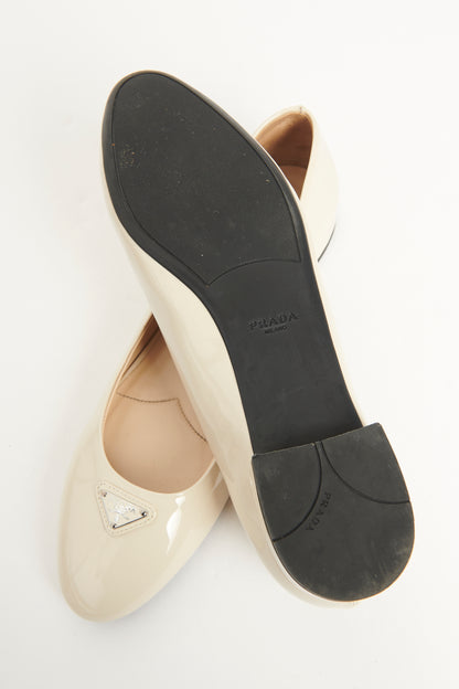 Cream Patent Leather Preowned Ballet Flats