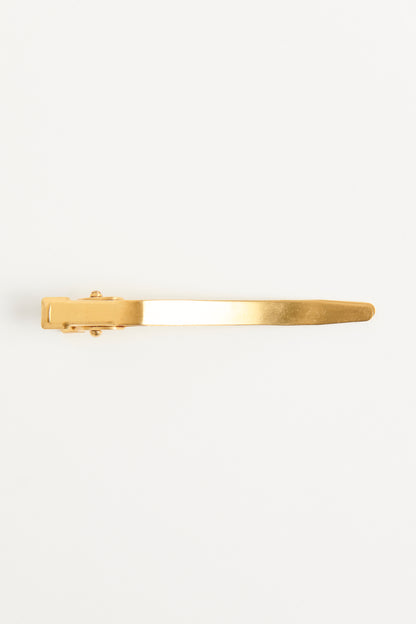 1996 Matte Gold Tone Logo Barrette Preowned Hair Clip