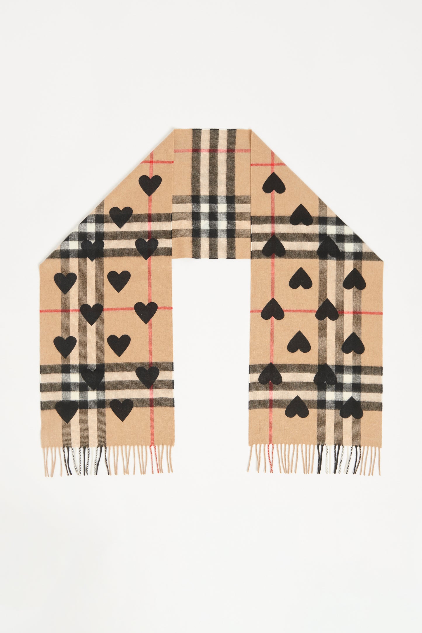 Nova Check and Heart Cashmere Preowned Scarf