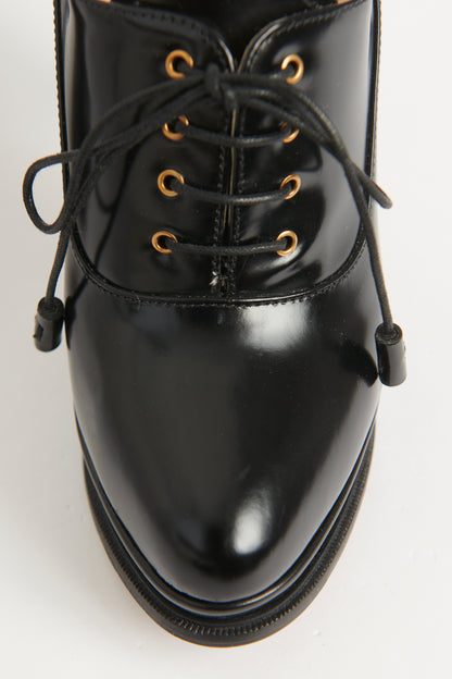 Smooth Leather Lace Up Preowned Booties