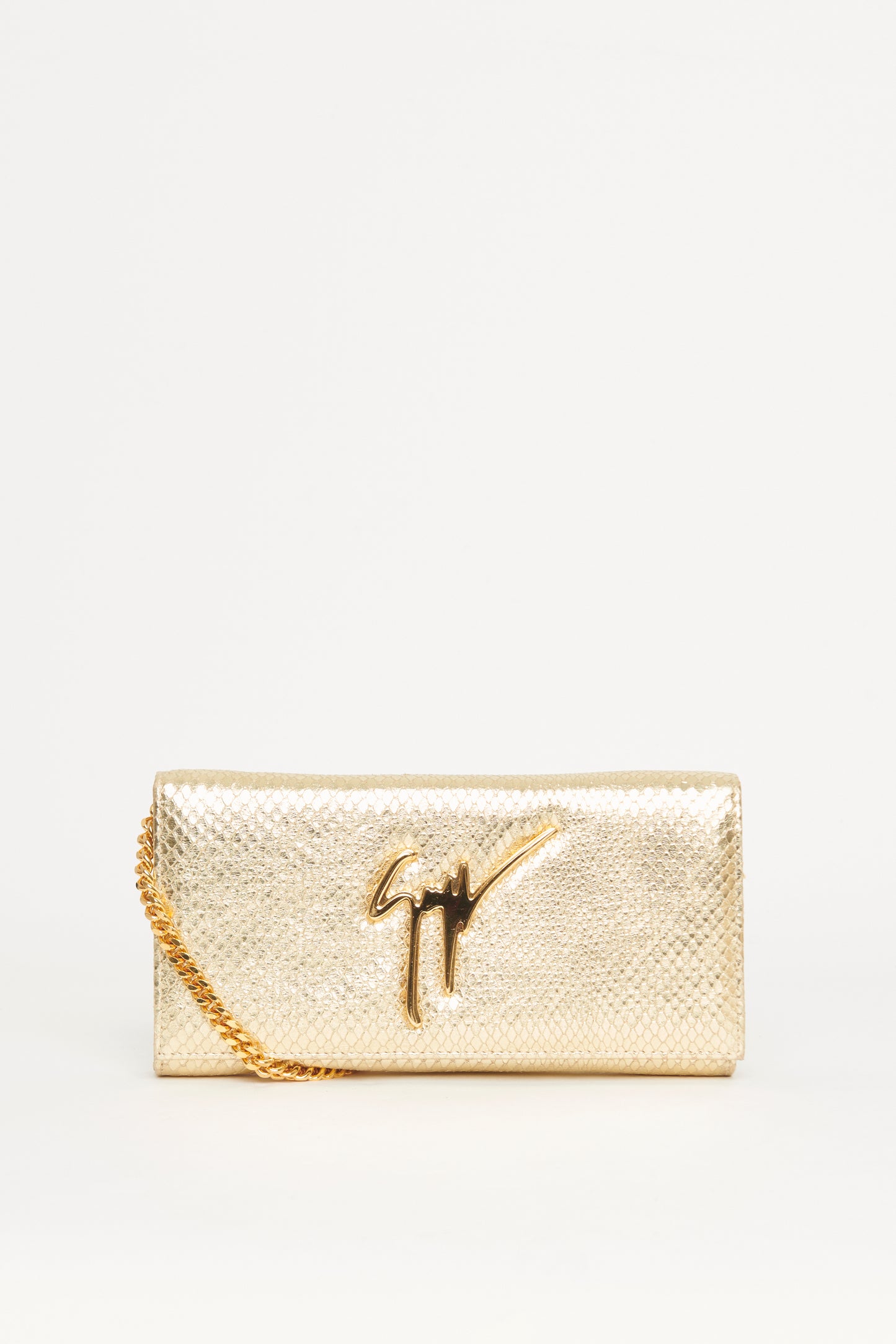 Gold Embossed Leather Preowned Clutch