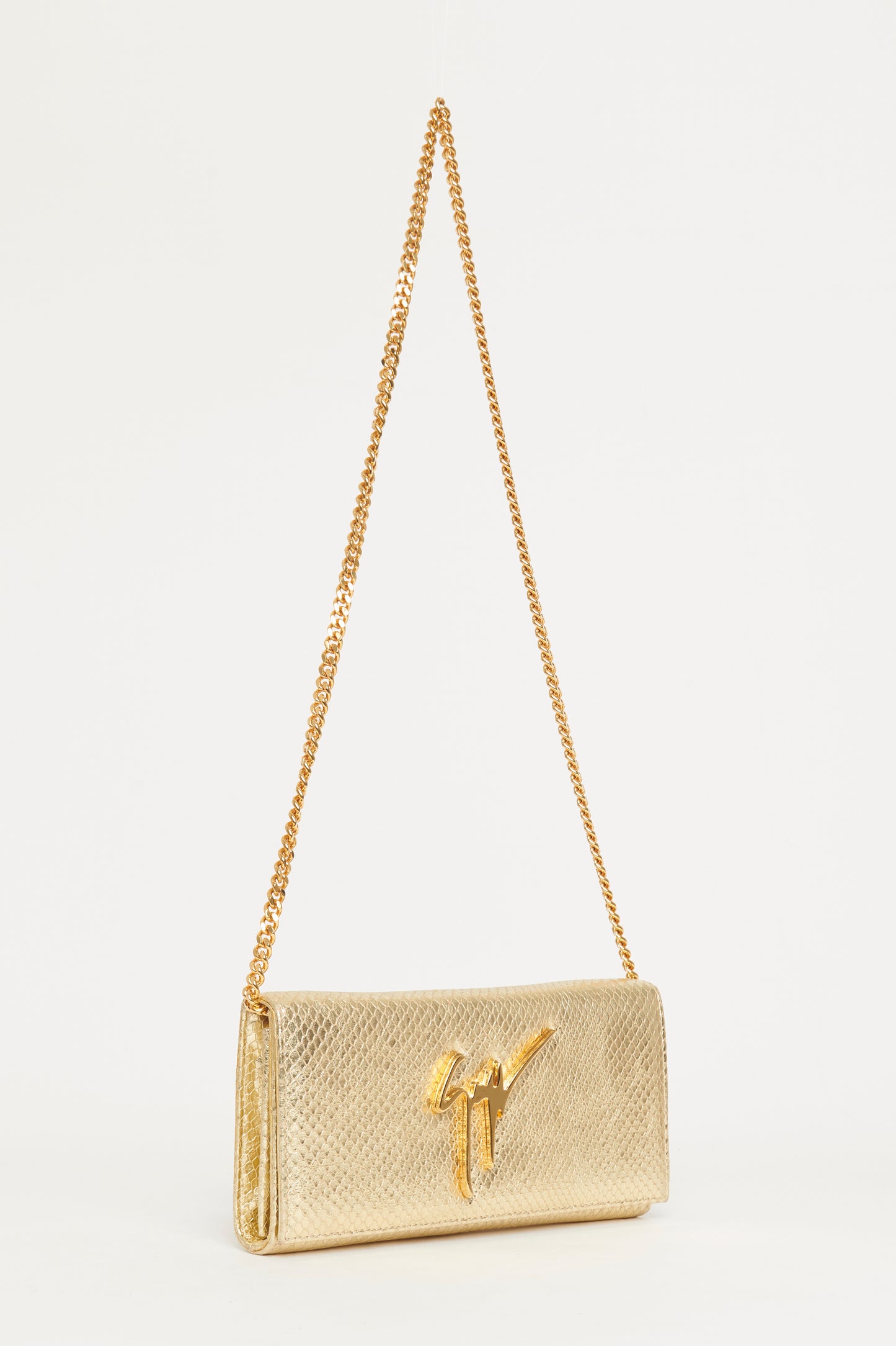 Gold Embossed Leather Preowned Clutch