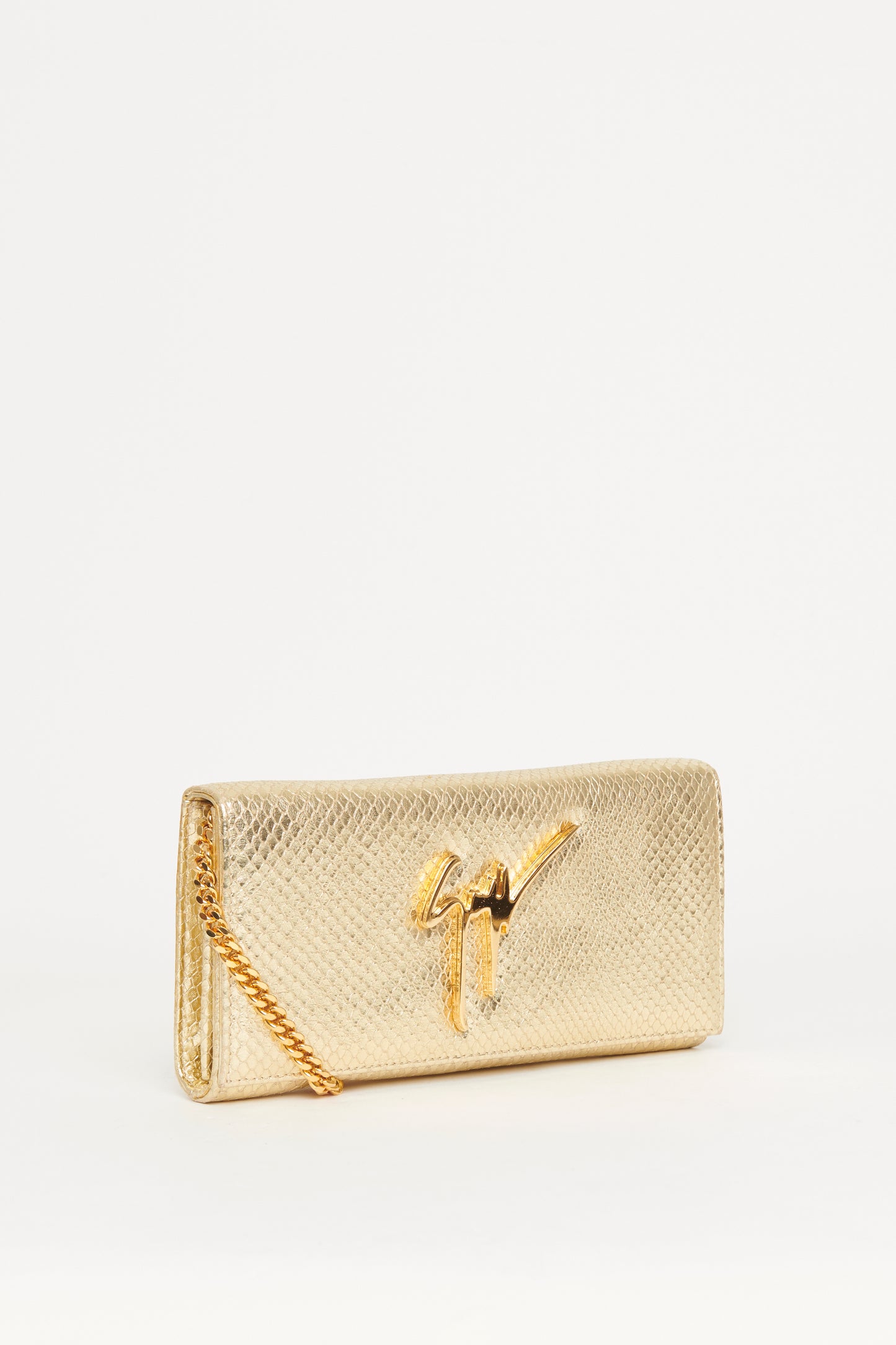 Gold Embossed Leather Preowned Clutch