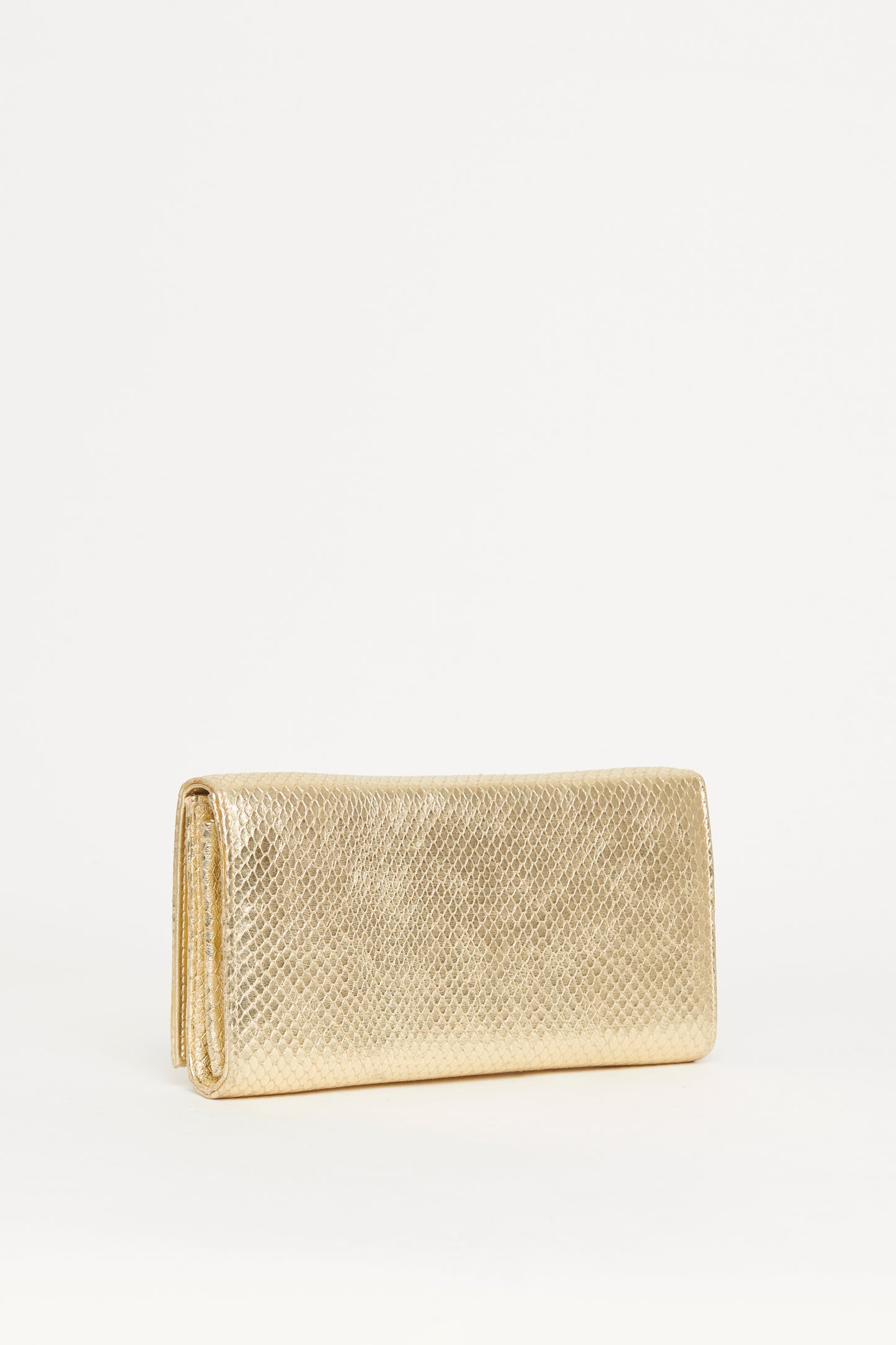 Gold Embossed Leather Preowned Clutch