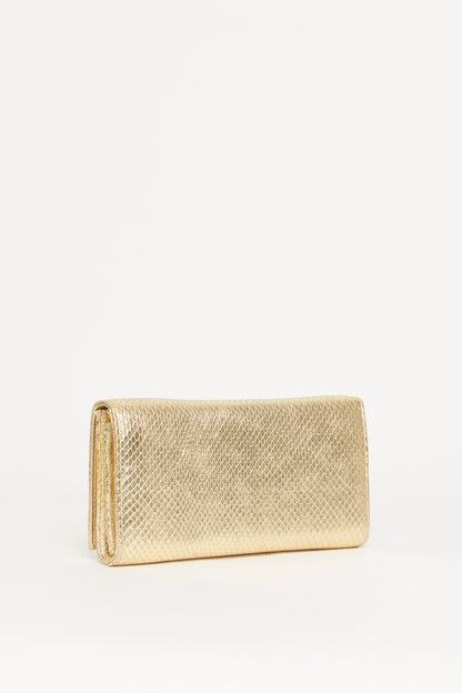 Gold Embossed Leather Preowned Clutch