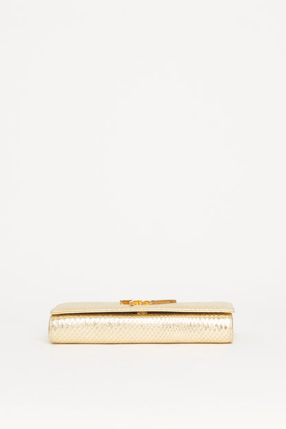 Gold Embossed Leather Preowned Clutch