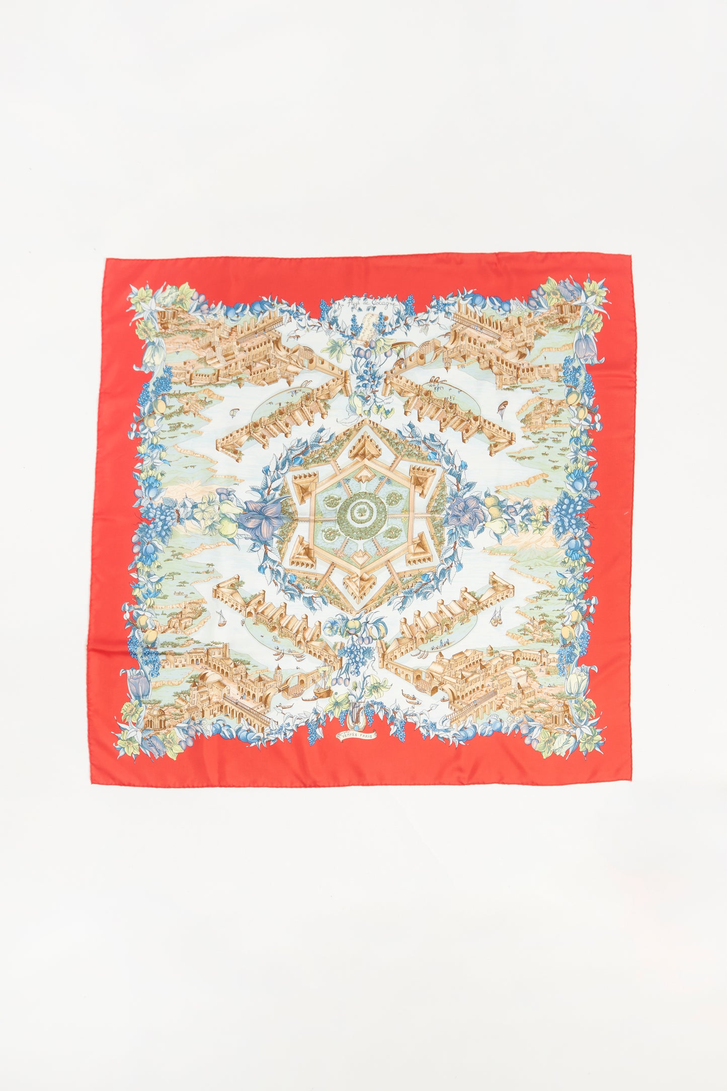 Red Silk Au Pays de Cocagne Preowned Scarf