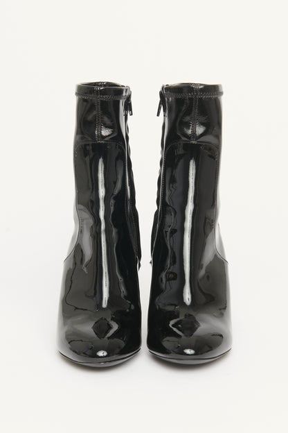 2015 Black Patent Leather Preowned Silhouette Round Toe Boots