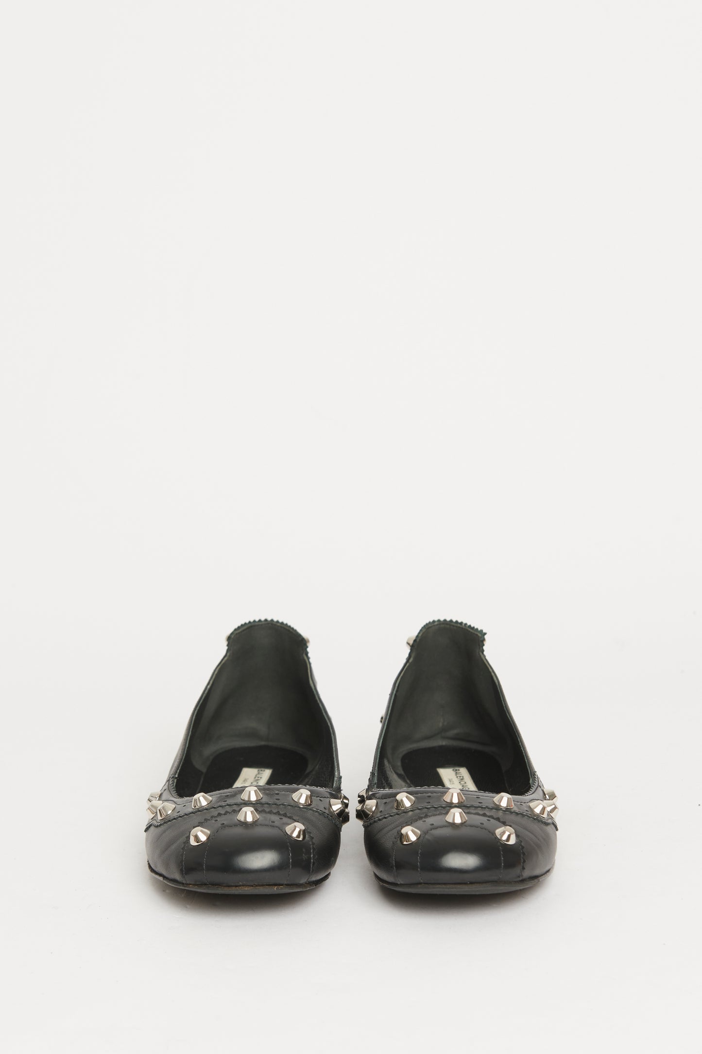 Black Leather Studded Preowned Flats