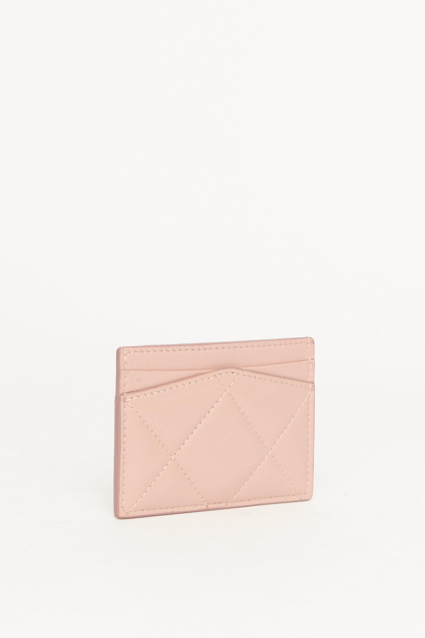 Pink Quilted Leather Preowned Card Holder