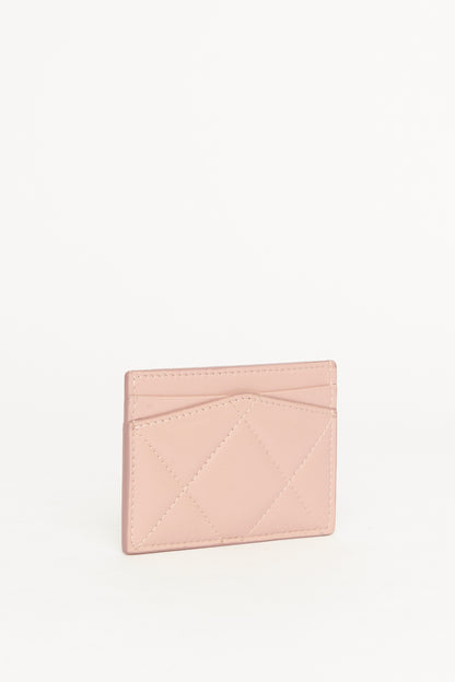 Pink Quilted Leather Preowned Card Holder