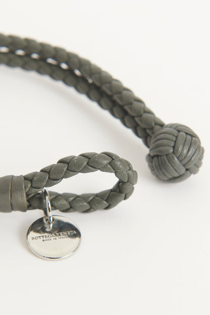 Grey Intrecciato Braided Leather Preowned Bracelet