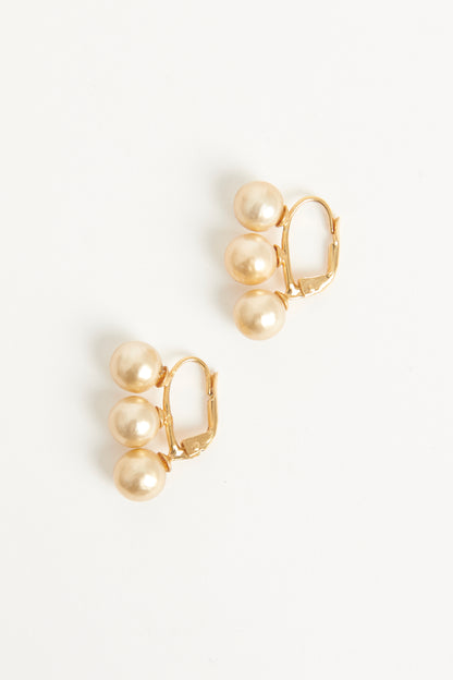 Dot Triple Pearl Preowned Earrings