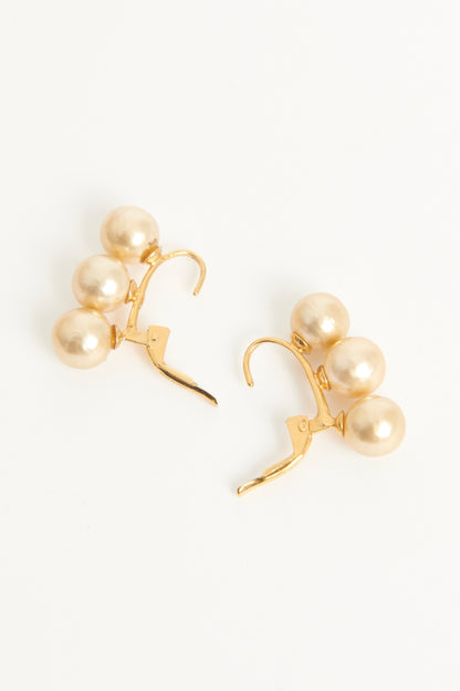 Dot Triple Pearl Preowned Earrings