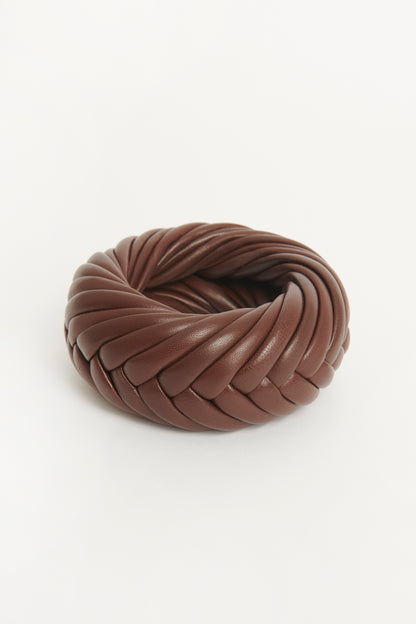 Brown Leather Braided Preowned Bangle