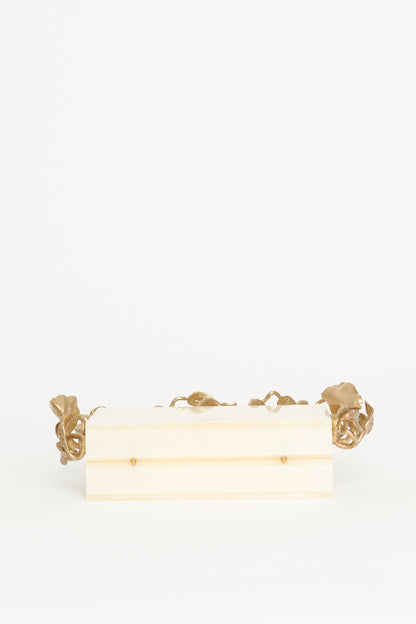 Fana Marbled Acrylic Gold-tone Preowned Clutch